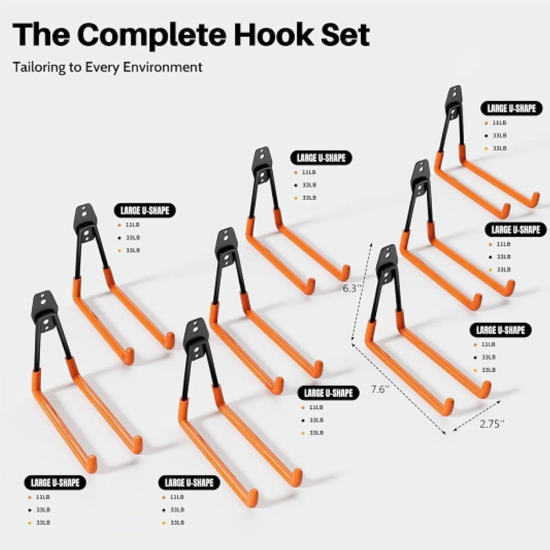 Wallavant Garage Hooks Heavy Duty, 10 Pack Wall Mount Storage Hangers with Extension Cord Holder Organizer, for Power Tool, Garden Tool, Utility, Ladder, Hose and More - Image 2